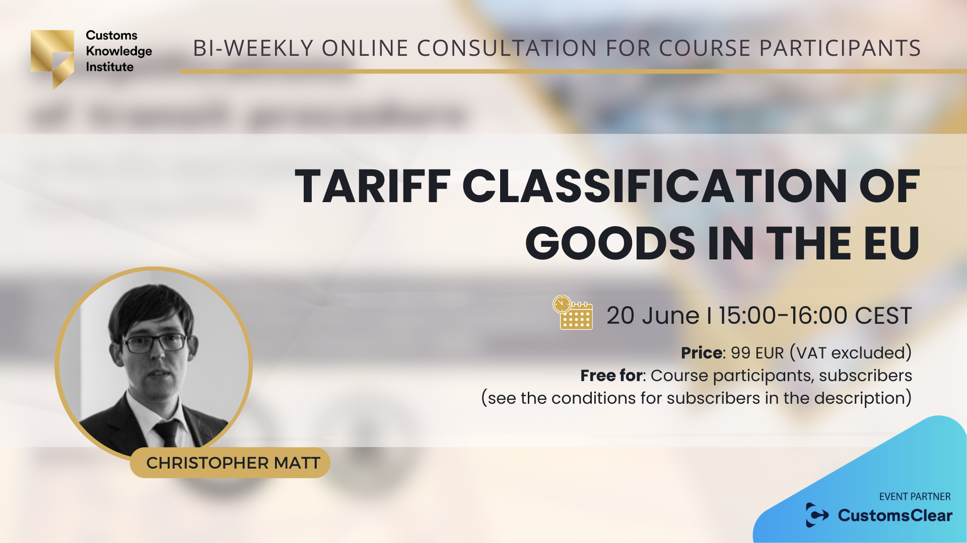 Tariff classification of goods in the EU