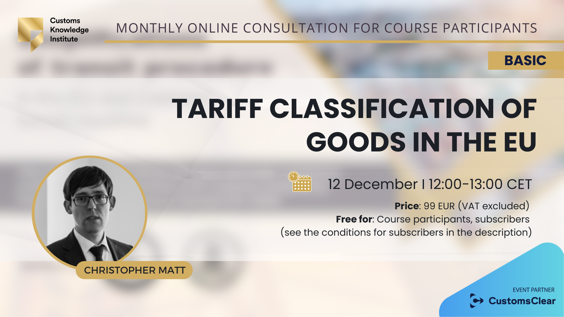 Tariff classification of goods in the EU